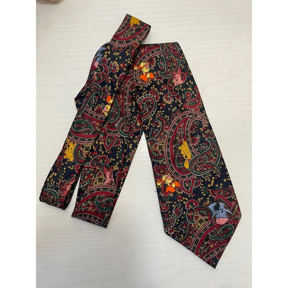 Men's Necktie Disney Winnie the Pooh Eeyore Piglet Tie Paisley Character‎